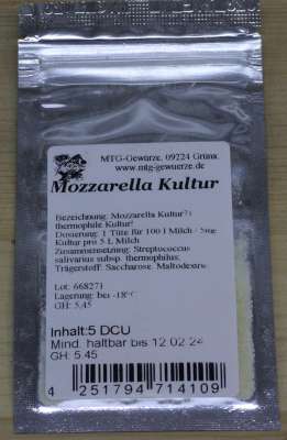 Mozzarella Käsekultur kaufen; MTG-Gewürze Chemnitz Poltermühlenteich